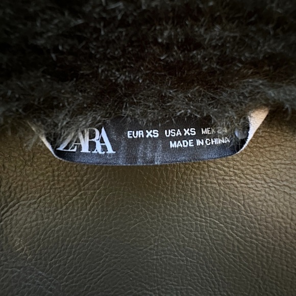 ZARA | NWOT FAUX FUR JACKET ZW COLLECTION DARK GREEN KHAKI TEDDY COAT | EXTRA SM - Picture 10 of 12